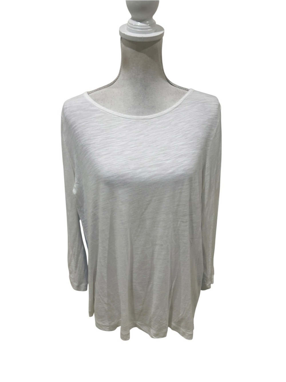 Vineyard Vines White slub knit & blue stripe Long-Sleeve Boatneck Tee top small